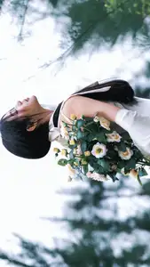 VGU No.173: Discover the serene beauty of a dreamy girl with white roses in the morning sun.-3