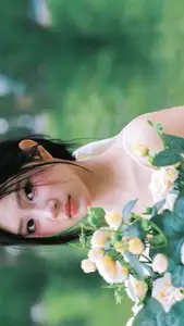 VGU No.173: Discover the serene beauty of a dreamy girl with white roses in the morning sun.-1