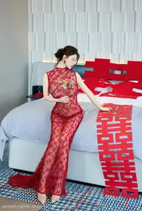 Yi Tian Tian's Allure in Red Lace Dress XiuRen No.10578: Modern Asian Beauty Captivates-7