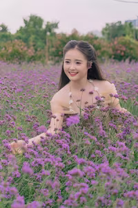 VGU No. 55: Radiant Vietnamese Beauty Amidst a Dreamy Purple Flower Field-2