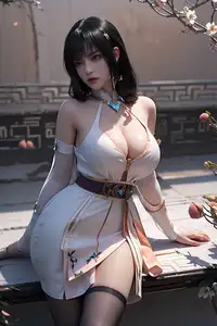 AI Generated Yunluo: Captivating Asian Beauty in Elegant White Dress - Modern Traditional Charm.-0