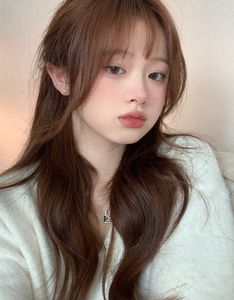 Charming Pretty Girl with Chestnut Brown Hair and Wispy Bangs - Cute Girl Photo-1