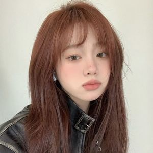 Charming Pretty Girl with Chestnut Brown Hair and Wispy Bangs - Cute Girl Photo-4