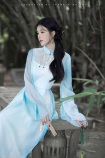 Captivating Traditional Portrait: Elegant Long-Legged Hot Girl in Dreamy Setting-11