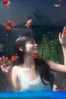 Dreamy Muse & Goldfish: Poetic Artistic Portrait-2