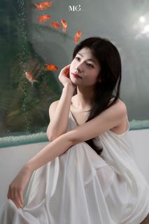 Dreamy Muse & Goldfish: Poetic Artistic Portrait-6