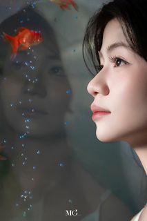 Dreamy Muse & Goldfish: Poetic Artistic Portrait-4