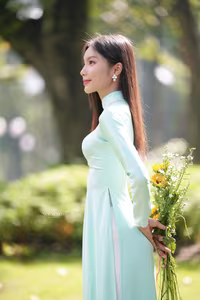 VGU No.151: Captivating Vietnamese Grace in Elegant Ao Dai Amidst Nature's Serenity-7