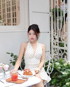 XVG No.8: Charming Young Woman in Playful Polka Dot Style, Captivating Every Gaze-5