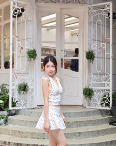 XVG No.8: Charming Young Woman in Playful Polka Dot Style, Captivating Every Gaze-6