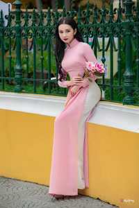VGU No.158: Discover the Timeless Grace of Vietnamese Beauty in a Stunning Pink Ao Dai-2