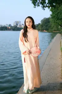 Elegant Vietnamese Beauty in Ao Dai by the Lake  A Glimpse of Hanoi's Serene Charm 1000025296-9