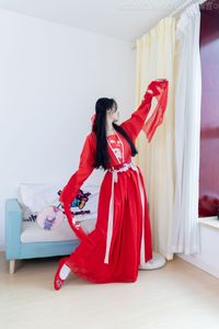 Chinese Model Rongrong No.2328: Elegant Hanfu in Radiant Red Traditional Attire-27