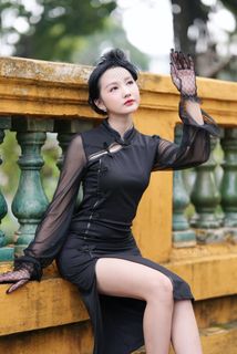 Elegant Girl in Black Dress | Classic Style Portrait HD-0