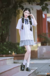VGU No.38: Radiant Vietnamese Female Student in Uniform Capturing Youthful School Memories-6