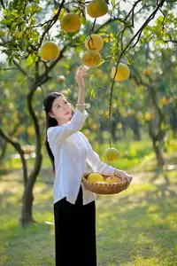 Gentle Girl in Pomelo Garden, Youthful Beauty Blending with Nature 17639840-2