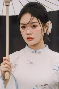 XVG No.29: Graceful Ao Dai - Unveiling the Serene Beauty of a Vietnamese Woman with Golden Blooms.-14