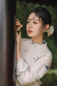 XVG No.29: Graceful Ao Dai - Unveiling the Serene Beauty of a Vietnamese Woman with Golden Blooms.-17