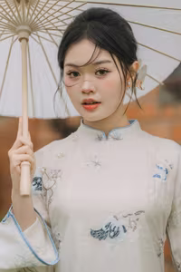 XVG No.29: Graceful Ao Dai - Unveiling the Serene Beauty of a Vietnamese Woman with Golden Blooms.-1