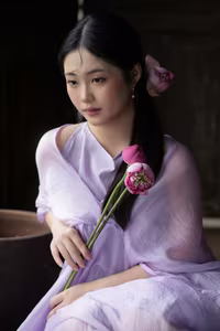 XVG No.38: Elegant Vietnamese Maiden and Pink Lotus A Portrait of Grace-0
