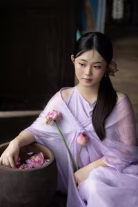 XVG No.38: Elegant Vietnamese Maiden and Pink Lotus A Portrait of Grace-8