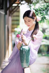 XVG No.38: Elegant Vietnamese Maiden and Pink Lotus A Portrait of Grace-4