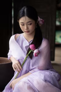 XVG No.38: Elegant Vietnamese Maiden and Pink Lotus A Portrait of Grace-2