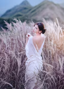VGU No.99: Ethereal Beauty Amidst Whispering Pampas, Where Nature Embraces a Muse-1