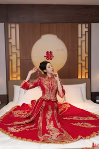 XiuRen No.10055: Xiao Dou Dou Dazzles in Traditional Red Wedding Dress, Capturing Asian Elegance.-24