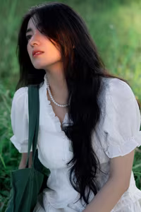 XVG No.21: Serene Moment - Asian Girl with Long Hair Immersed in Green Nature-0
