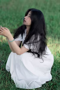 XVG No.21: Serene Moment - Asian Girl with Long Hair Immersed in Green Nature-6