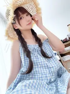 NAGISA: Charming Summer Vibes with Straw Hat & Gingham Dress - Part03 Exclusive-8