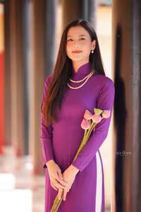VGU No.71: Discover the Allure of Purple Ao Dai Lotus Flowers and Vietnamese Tradition.-0