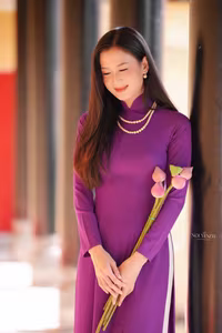 VGU No.71: Discover the Allure of Purple Ao Dai Lotus Flowers and Vietnamese Tradition.-6