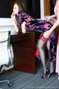YouMi Vol.1158: Tao Tao Yao Yao Twins – Timeless Allure in Velvet Qipao. Discover Exquisite Asian Beauty.-2