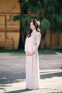 VGU No.57: Elegant Vietnamese Student in White Ao Dai, Pure Beauty Captivates.-9
