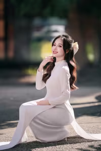 VGU No.57: Elegant Vietnamese Student in White Ao Dai, Pure Beauty Captivates.-5