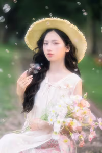 XVG No.27: Elegant Summer Girl Portrait Amidst Green Nature - Captivating Natural Beauty-3