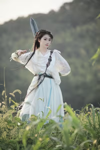 YiTuYu Vol.8273: Chun Yu – Ethereal Wuxia Beauty and Serene Warrior at Sunset-15