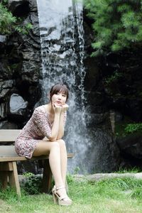 Yeon Da Bin: Adorable Korean Girl in Floral Dress Outdoors-39