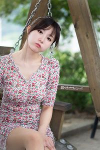 Yeon Da Bin: Adorable Korean Girl in Floral Dress Outdoors-0