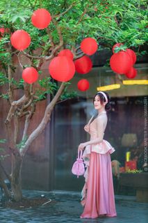 Elegant Vietnamese Beauty with Traditional Fish Lantern, Celebrating Culture-14
