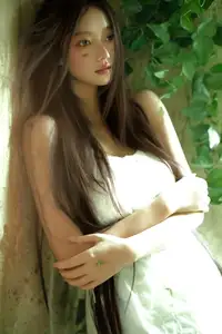 VGU No.190: Ethereal Beauty: Long-Haired Woman Amidst a Dreamy Indoor Garden Sanctuary-0