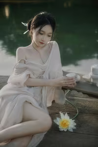 XVG No.35: Discover the Artistic Beauty of a Serene Asian Muse by the Water-0