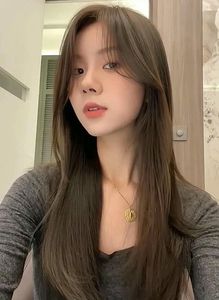 Elegant Pretty Girl with Beautiful Natural Curtain Bangs Hairstyle - Korean Style Hair Trend-15