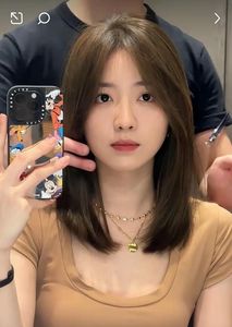 Elegant Pretty Girl with Beautiful Natural Curtain Bangs Hairstyle - Korean Style Hair Trend-12