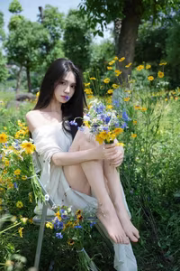 VGU No.92: Enchanting Maiden Amidst Wildflowers, A Serene Summer Dream Captured-2