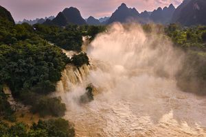 Ban Gioc Waterfall in Autumn Majestic Scenery Rushing White Waters Amidst Cao Bang Mountains-8