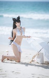 Captivating Azur Lane Atago Cosplay by Masaki Ya Qi on the Beach-24