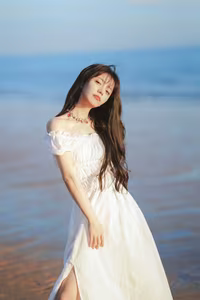 Enndme's Gentle Grace in White Dress by the Sea - YiTuYu Art Language Vol.8279-0